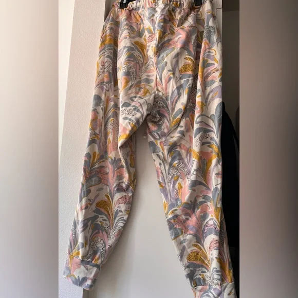 Anthropologie Floral Joggers 1X Saturday Sunday Pastel Colors - Picture 9 of 10